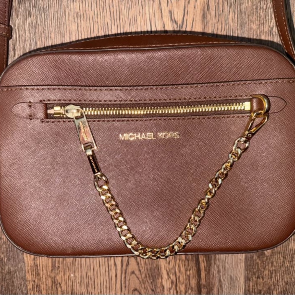 Michael Kors Tan Crossbody Bag with Gold Chain